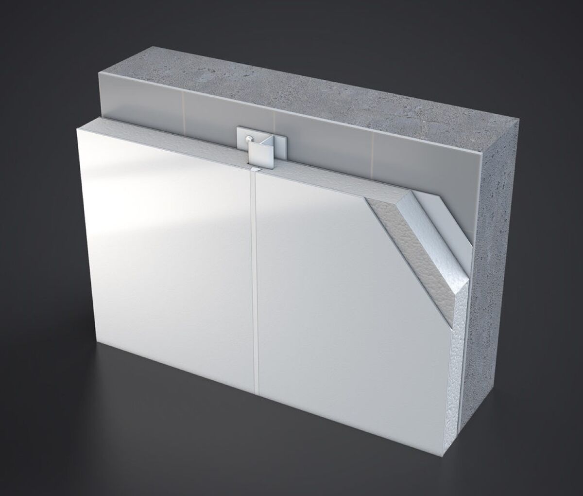 GFK-Sanierungspaneel 20 mm mit verdeckter Montageschiene